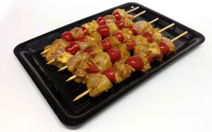 Brocheta de pollo al curry